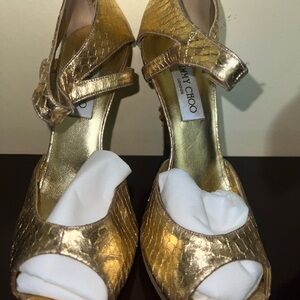 Jimmy Choo Metallic Gold Heels
